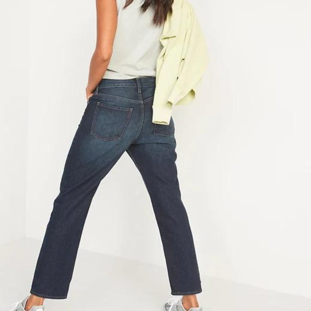 Old Navy High-Waisted Button-Fly Slouchy Straight Cropped Jeans for Women New - Picture 3 of 9